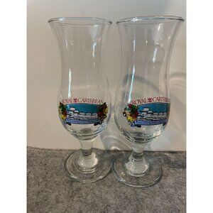 2 Royal Caribbean Hurricane Glasses with 5  Retired Ships Depicted  on glasses #